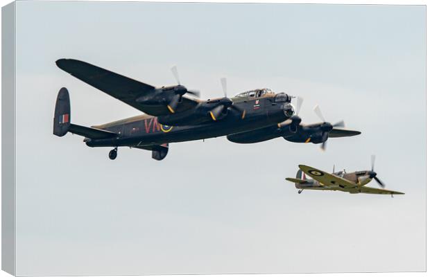 Avro Lancaster and Supermarine Spitfire Canvas Print by J Biggadike
