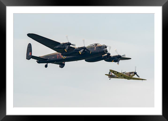 Avro Lancaster and Supermarine Spitfire Framed Mounted Print by J Biggadike