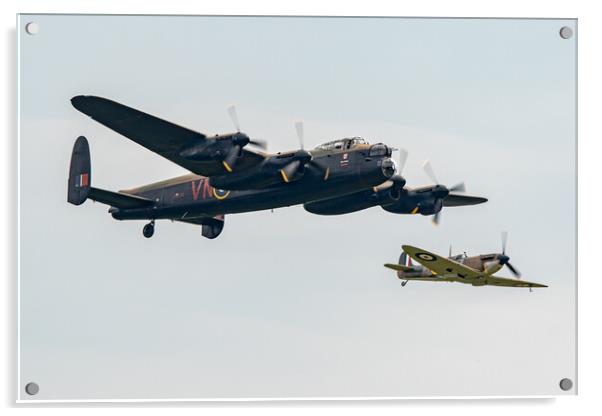 Avro Lancaster and Supermarine Spitfire Acrylic by J Biggadike