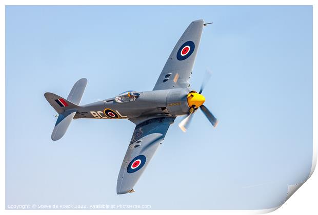 Hawker Sea Fury T20 TG114 Turns Tight Low Overhead. Print by Steve de Roeck