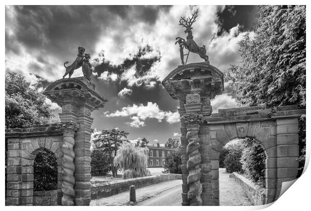 Gates to the hall. Print by Bill Allsopp