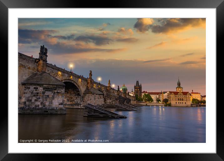 Colorful sunset view on old town, Charles bridge Framed Mounted Print by Sergey Fedoskin