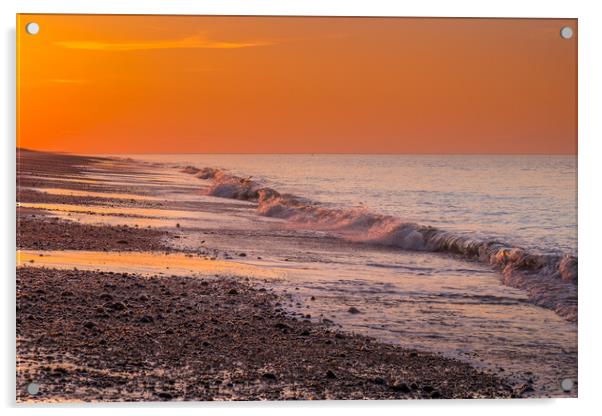 Beach at sunset. Acrylic by Bill Allsopp
