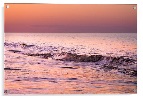 Beach at sunset. Acrylic by Bill Allsopp