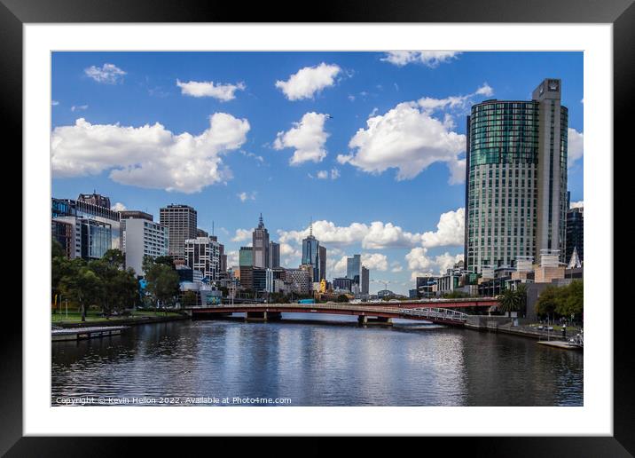 View down the Yarra River, Melbourne, Victoria, Australia Framed Mounted Print by Kevin Hellon