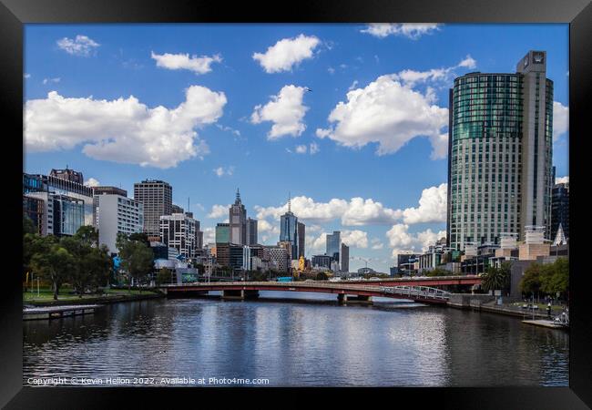 View down the Yarra River, Melbourne, Victoria, Australia Framed Print by Kevin Hellon