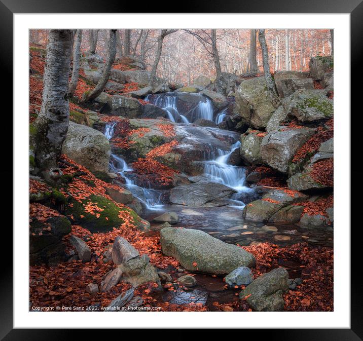 Beautifull Waterfall at the Montseny Natural Park, Catalonia Framed Mounted Print by Pere Sanz