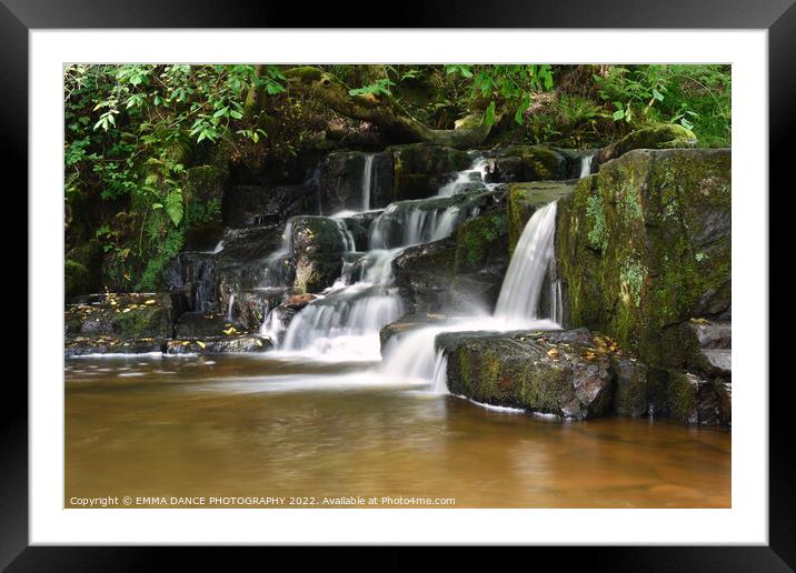 The Waterfalls at Hareshaw Linn, Bellingham   Framed Mounted Print by EMMA DANCE PHOTOGRAPHY