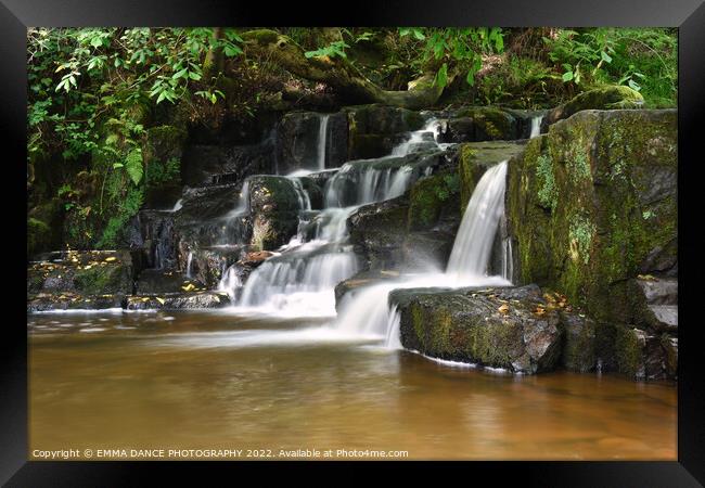 The Waterfalls at Hareshaw Linn, Bellingham   Framed Print by EMMA DANCE PHOTOGRAPHY