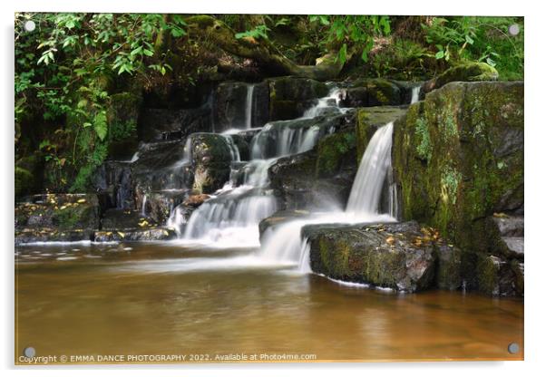 The Waterfalls at Hareshaw Linn, Bellingham   Acrylic by EMMA DANCE PHOTOGRAPHY