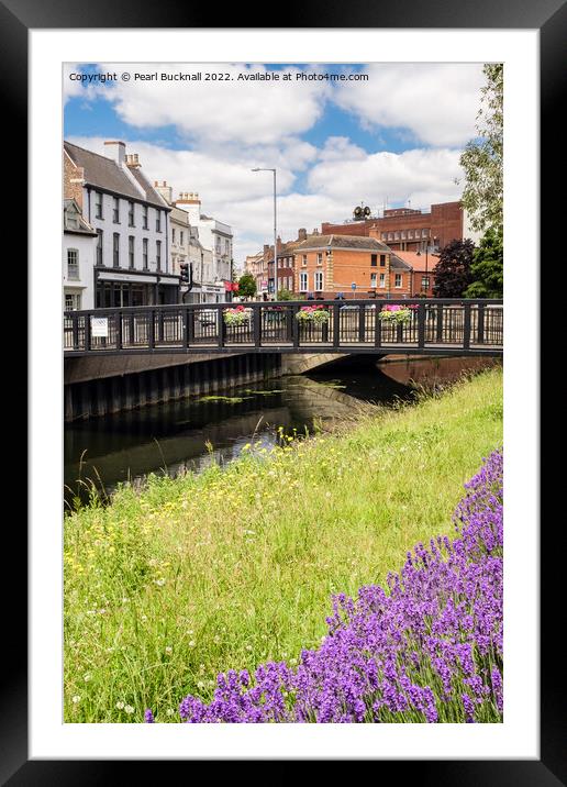 Spalding Town across River Welland Framed Mounted Print by Pearl Bucknall