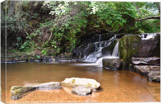 The Waterfalls at Hareshaw Linn, Bellingham  Canvas Print by EMMA DANCE PHOTOGRAPHY