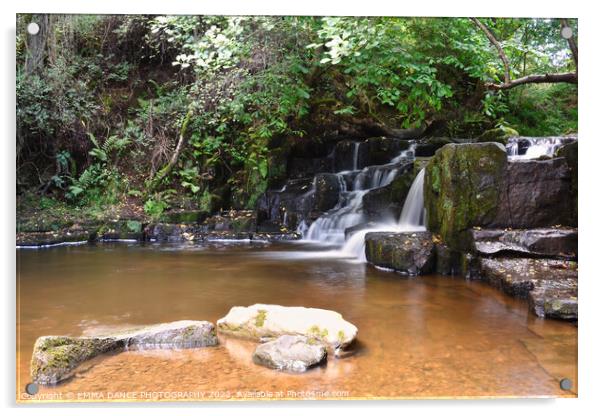 The Waterfalls at Hareshaw Linn, Bellingham  Acrylic by EMMA DANCE PHOTOGRAPHY