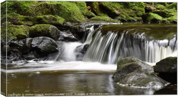 The Waterfalls at Hareshaw Linn, Bellingham  Canvas Print by EMMA DANCE PHOTOGRAPHY