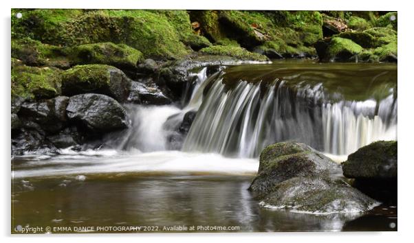 The Waterfalls at Hareshaw Linn, Bellingham  Acrylic by EMMA DANCE PHOTOGRAPHY
