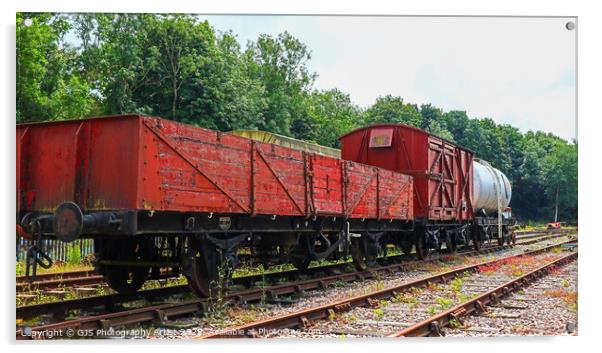 Wooden Wagons and Tanker Acrylic by GJS Photography Artist