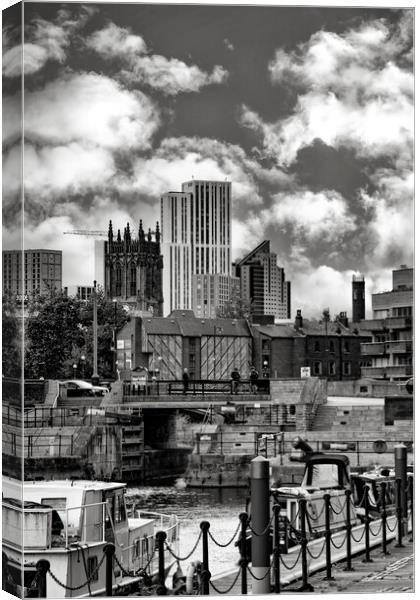 Leeds City From Leeds Dock Mono Canvas Print by Glen Allen