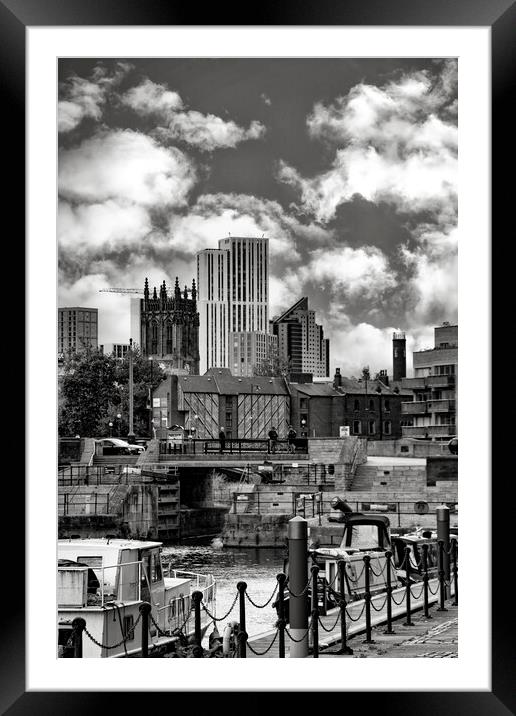 Leeds City From Leeds Dock Mono Framed Mounted Print by Glen Allen