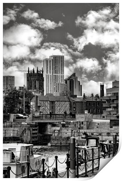 Leeds City From Leeds Dock Mono Print by Glen Allen