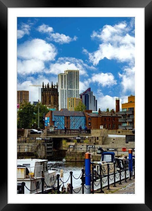 Leeds City From Leeds Dock Full Colour Framed Mounted Print by Glen Allen
