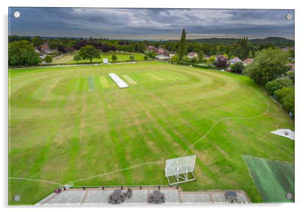 Coalville Town Cricket Ground. Acrylic by Bill Allsopp