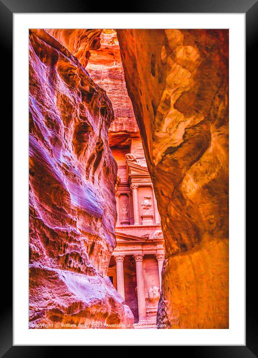 Outer Sig Rose Red Treasury Afternoon Entrance Petra Jordan  Framed Mounted Print by William Perry
