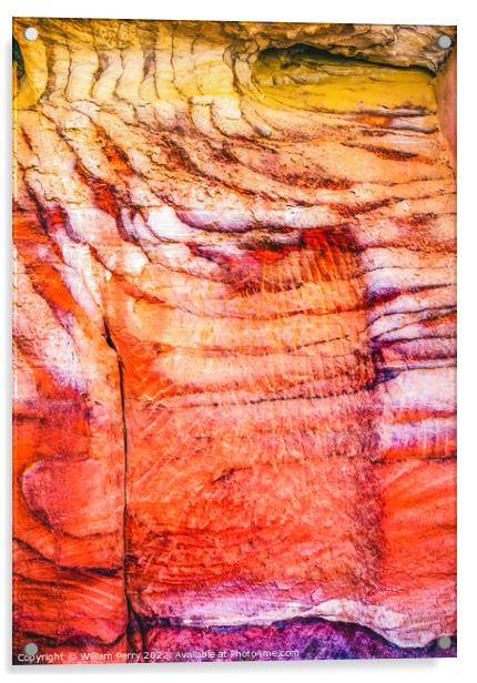 Red White Rock Abstract Near Royal Tombs Petra Jordan Acrylic by William Perry