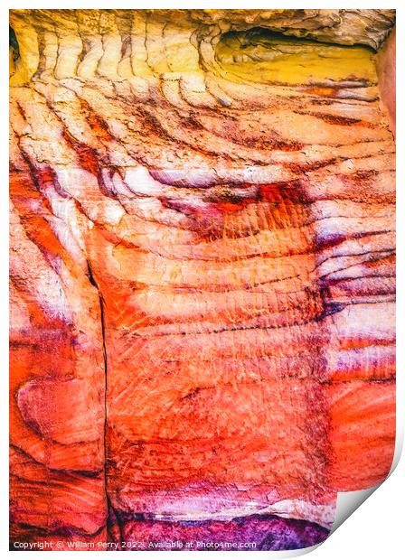Red White Rock Abstract Near Royal Tombs Petra Jordan Print by William Perry