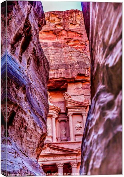 Outer Sig Rose Red Treasury Afternoon Entrance Petra Jordan  Canvas Print by William Perry
