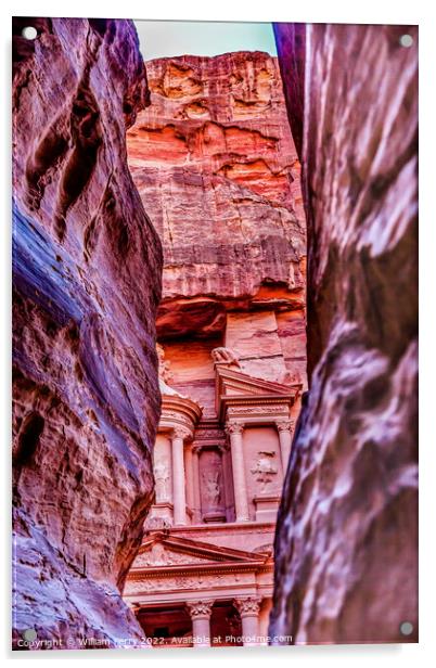 Outer Sig Rose Red Treasury Afternoon Entrance Petra Jordan  Acrylic by William Perry