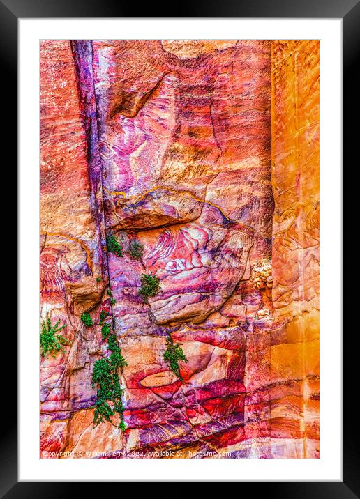 Red Rock Abstract Near Royal Tombs Petra Jordan Framed Mounted Print by William Perry