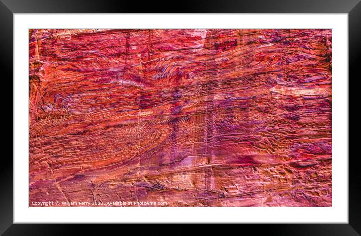 Rose Red Rock Tomb Abstract Street of Facades Petra Jordan  Framed Mounted Print by William Perry
