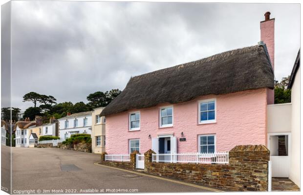 Pink Cottage, St Mawes Canvas Print by Jim Monk
