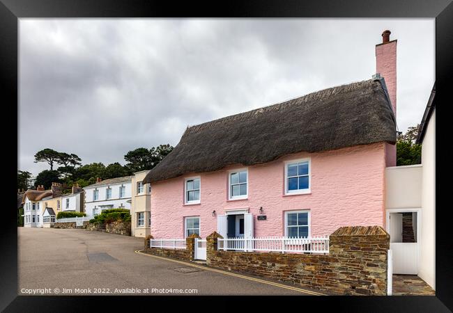 Pink Cottage, St Mawes Framed Print by Jim Monk