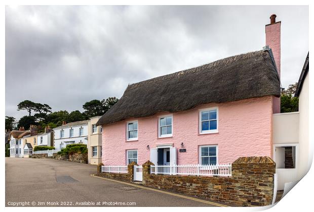 Pink Cottage, St Mawes Print by Jim Monk