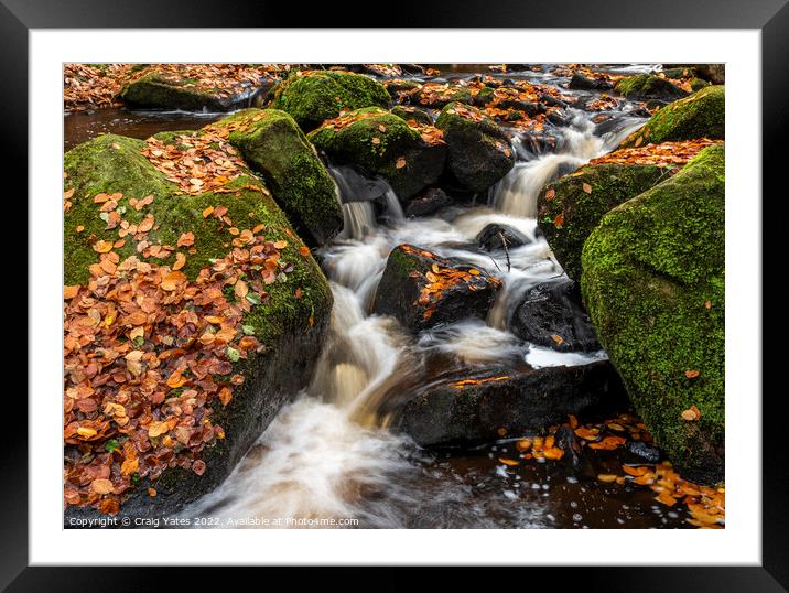 Wyming Brook Autumnal Waterfall Peak District Framed Mounted Print by Craig Yates