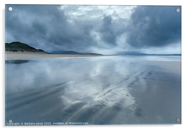 Moody Reflections at Luskentyre Beach Acrylic by Barbara Jones