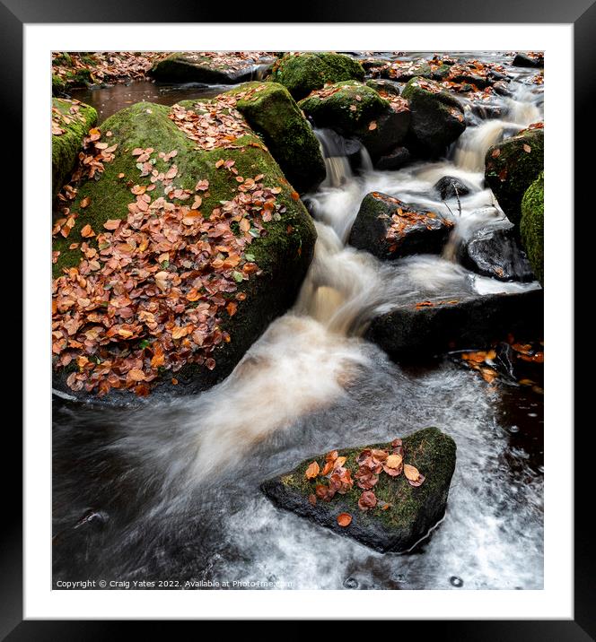 Wyming Brook Autumnal Waterfall Peak District. Framed Mounted Print by Craig Yates