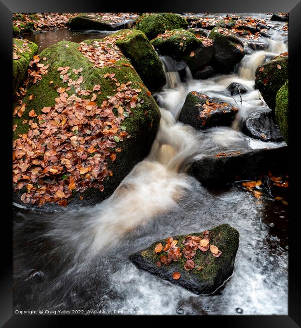 Wyming Brook Autumnal Waterfall Peak District. Framed Print by Craig Yates