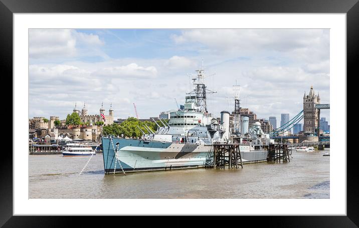 HMS Belfast on the River Thames Framed Mounted Print by Jason Wells