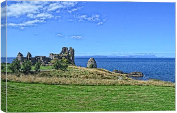 Dunure Castle and Isle of Arran Canvas Print by Allan Durward Photography