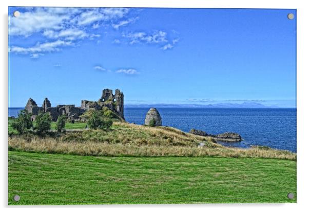 Dunure Castle and Isle of Arran Acrylic by Allan Durward Photography