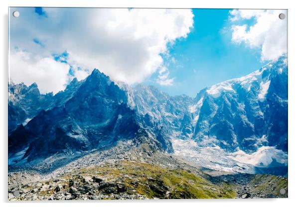 High spectacular rocky spiers on alpine peaks for extreme sports Acrylic by Joaquin Corbalan