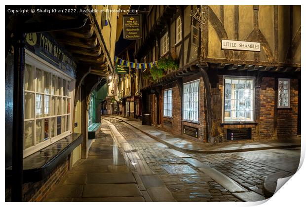 The Shambles, Medieval Street in York Print by Shafiq Khan