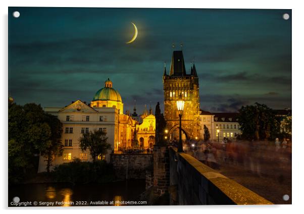 Prague, Czech Republic. Charles Bridge (Karluv Most - in czech)  Acrylic by Sergey Fedoskin