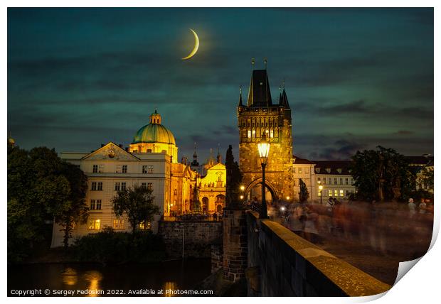Prague, Czech Republic. Charles Bridge (Karluv Most - in czech)  Print by Sergey Fedoskin