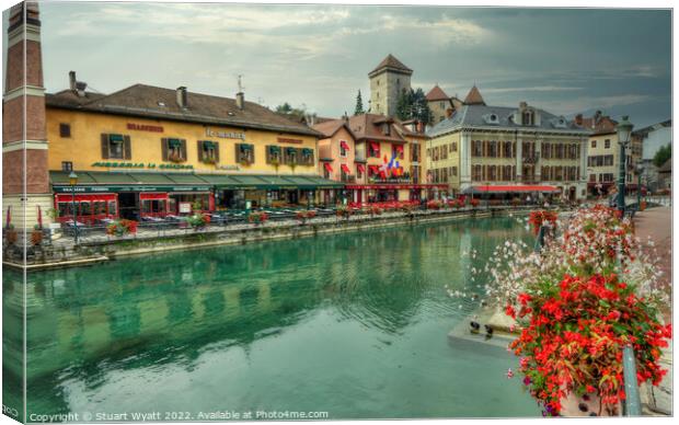 Quai Perrière, annecy Canvas Print by Stuart Wyatt