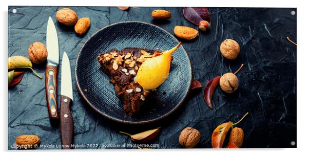 Autumn pear pie Acrylic by Mykola Lunov Mykola