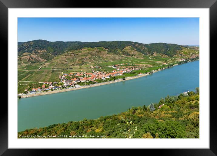 Danube river and vineyards in Wachau valley. Lower Austria. Framed Mounted Print by Sergey Fedoskin