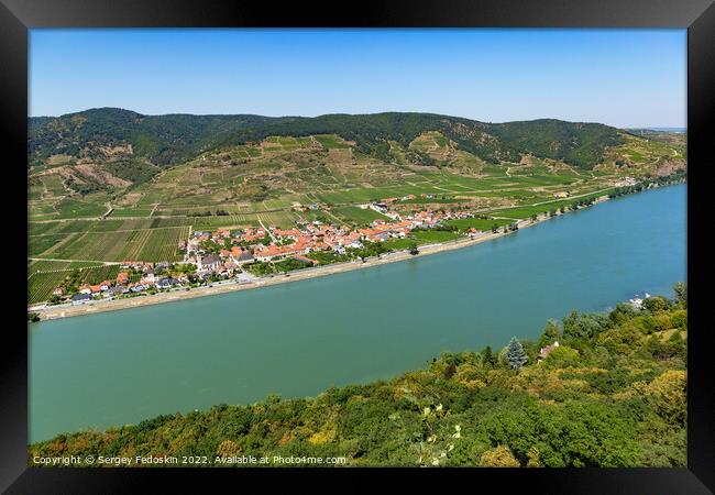 Danube river and vineyards in Wachau valley. Lower Austria. Framed Print by Sergey Fedoskin